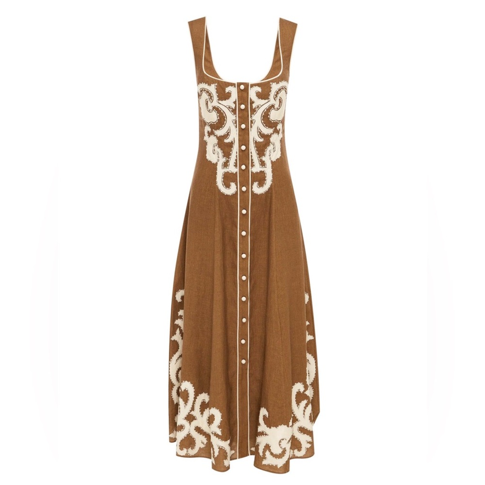 ALÉMAIS RUBY APPLIQUÉ MIDI DRESS